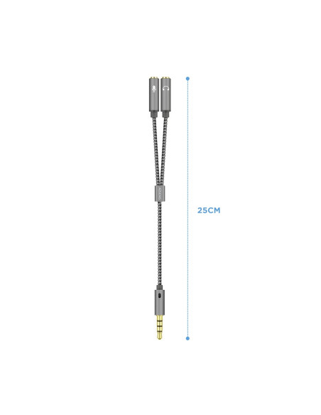 AISENS Cable Adaptador Audio Jack 3.5 4pines/M-2xjack 3.5 3pines/H,