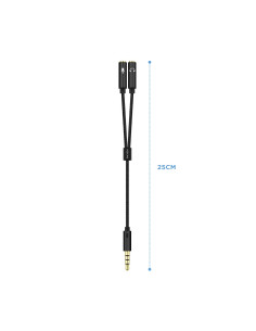 Aisens Adaptador audio Jack 3.5 4pines Macho a 2xjack 3.5 3pines Hembra 0.25m negro 2