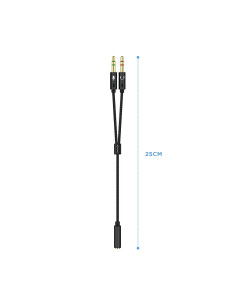 Aisens Adaptador Jack 3.5 4pines Hembra a 2xjack 3.5 3pines Macho 0.25m negro