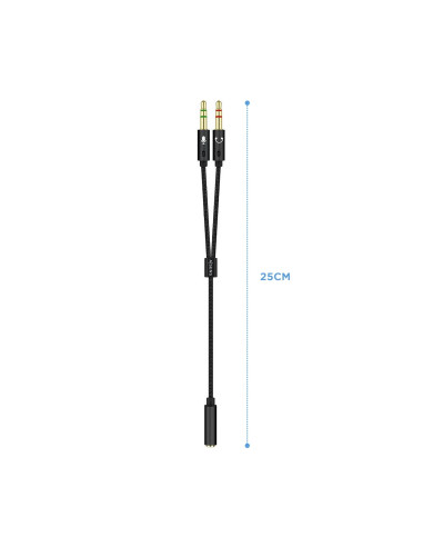 AISENS Cable Adaptador Audio Jack 3.5 4pines/H-2xjack 3.5 3pines/M,