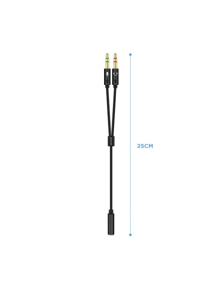 AISENS Cable Adaptador Audio Jack 3.5 4pines/H-2xjack 3.5 3pines/M,