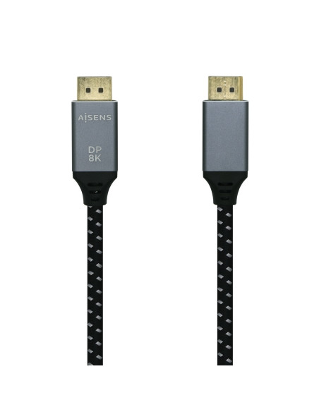 AISENS Cable Displayport V1.4 8k@60hz, DP/M-DP/M, Gris/Negro, 2.0m