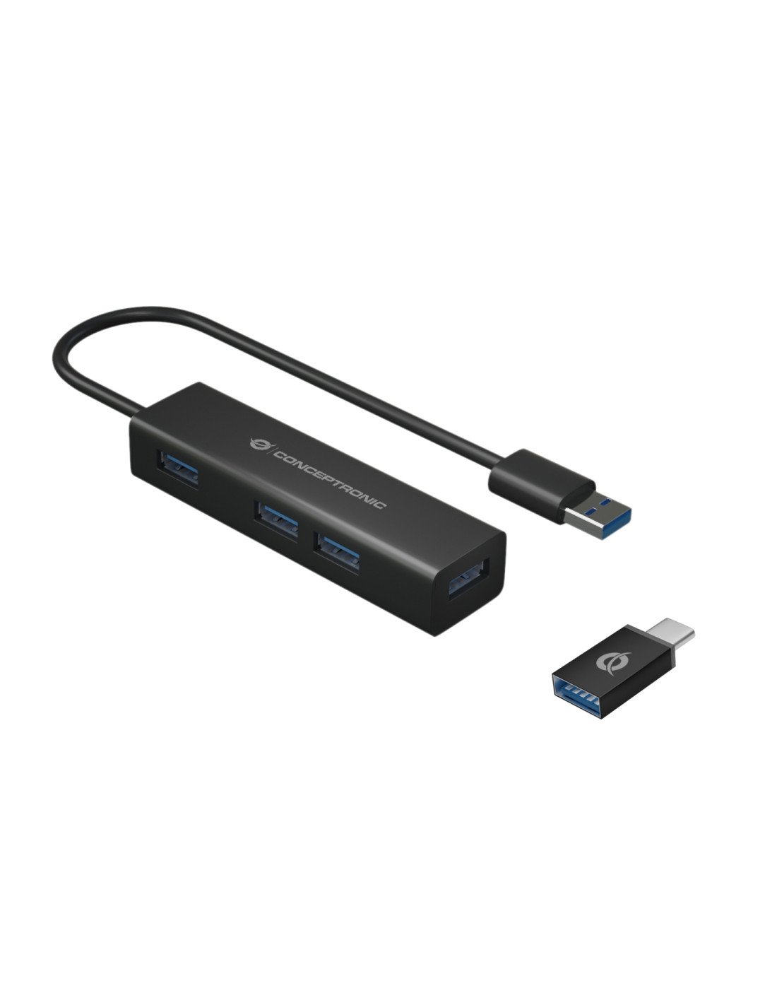 CONCEPTRONIC HUB de interfaz USB 3.2 Gen 1 (3.1 Gen 1) Type-A 5000 Mbit/s Negro