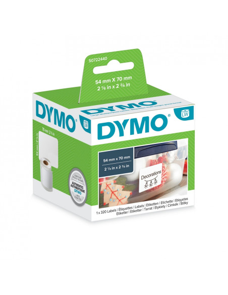 DYMO LW etiquetas auténticas multiusos | 54 mm × 70 mm | rollo de 320