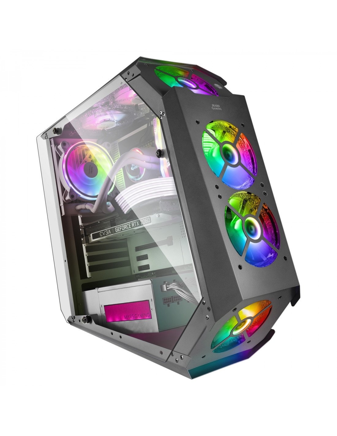 Mars Gaming MC51 Caja PC Gaming ATX Doble Cristal Templado 5xVentilador RGB Negro