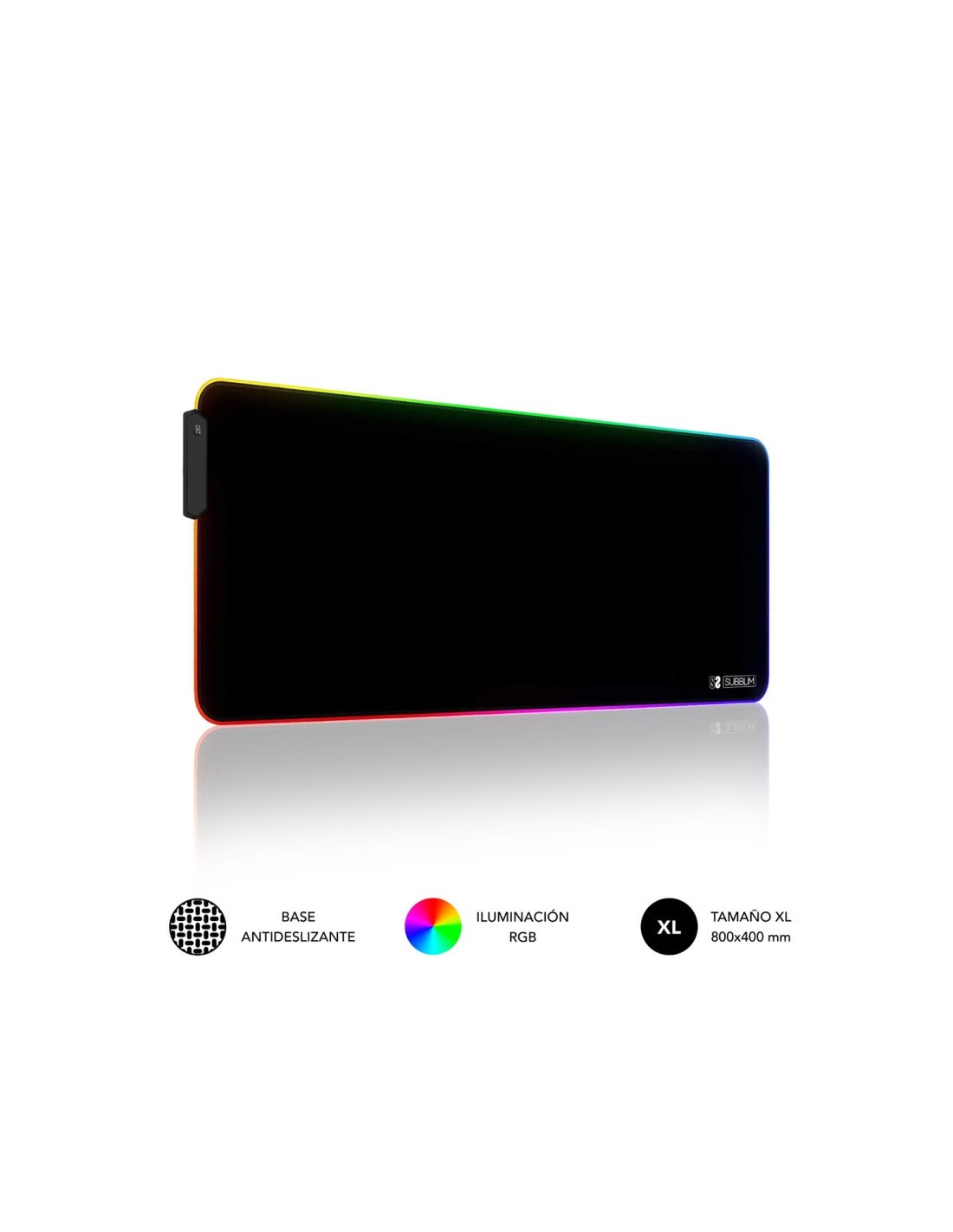 SUBBLIM Alfombrilla/Tapete Ratón Luz LED RGB 9 colores Extra Grande