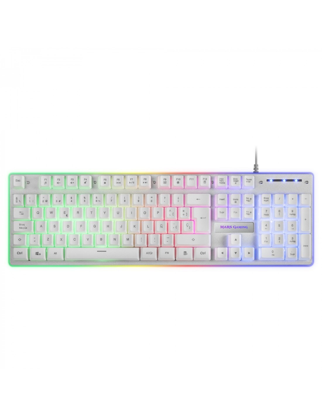 Mars Gaming MCPXWES Combo Teclado gaming usb español + Raton optico 10000dpi + Alfombrilla blanco