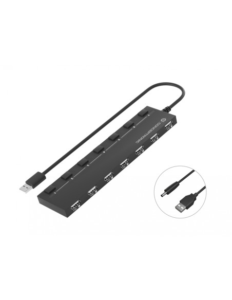 Conceptronic HUBBIES08B hub de interfaz USB 2.0 480 Mbit/s Negro