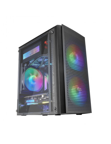 Mars Gaming MC300 Negro, Caja PC Micro ATX, Cristal Templado, Frontal