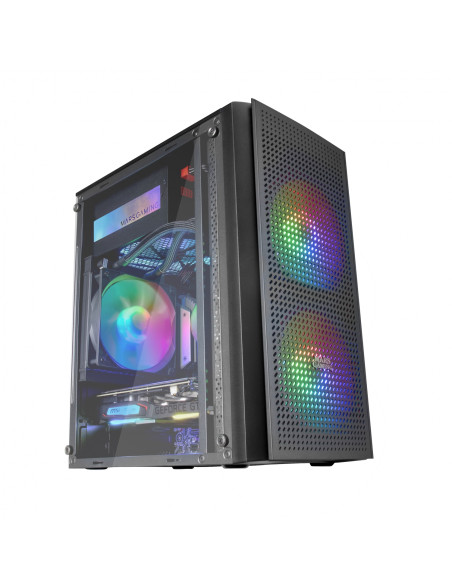 Mars Gaming MC300 Negro, Caja PC Micro ATX, Cristal Templado, Frontal
