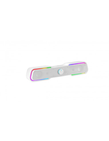 Mars Gaming MSBXW Blanco, Barra de Sonido RGB, Bluethooth 5.0+Jack