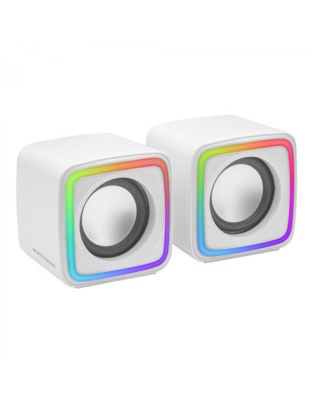 Mars Gaming MSCUBEW Blanco, Altavoces Gaming RGB Compactos,