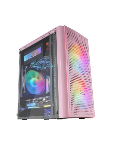 Mars Gaming MC300P Rosa, Caja PC Micro ATX, Cristal Templado, Frontal
