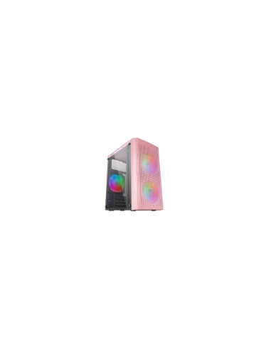 Mars Gaming MC300P Rosa, Caja PC Micro ATX, Cristal Templado, Frontal