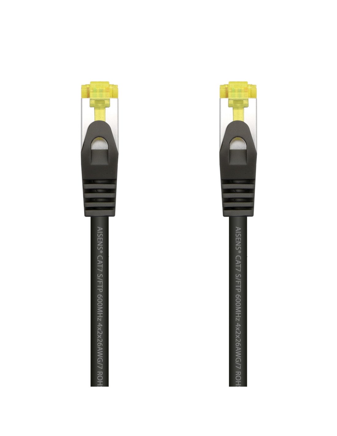 AISENS Cable De Red Latiguillo RJ45 LSZH Cat.7 600 MHz S/FTP PIMF AWG26, Negro, 25 cm