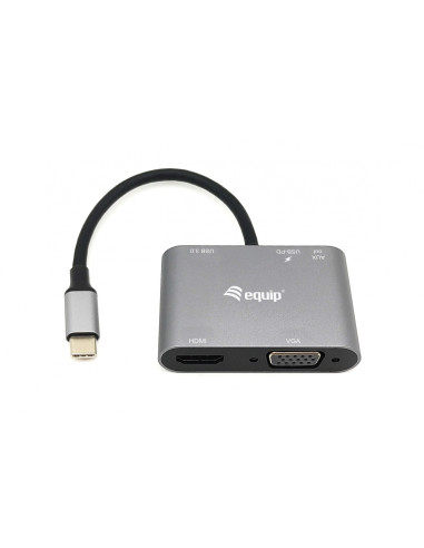 Equip Adaptador multifunción USB-C 5 en 1, HDMI, VGA (HD15), PD 100W,