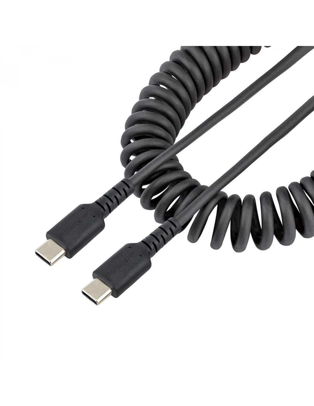 StarTech.com Cable de 1m de Carga USB C a USB C, Cable USB Tipo C Rizado de Carga Rápida y Servicio Pesado, Cable USB 2.0 USBC, 