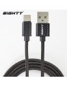 Eightt Cable USB a Type C 2Mts trenzado de Nylon Negro. Carcasa de aluminio