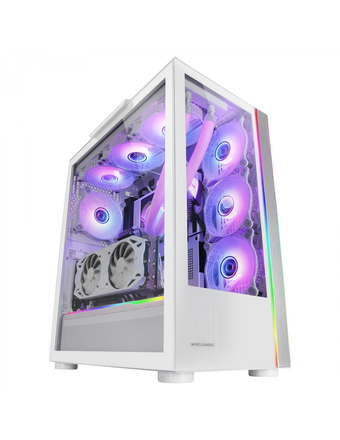 Mars Gaming MC-ULTRA Blanco Torre Gaming Custom XXL E-ATX Doble Tira LED ARGB Doble Ventana Cristal Templado Estructura Cámara D