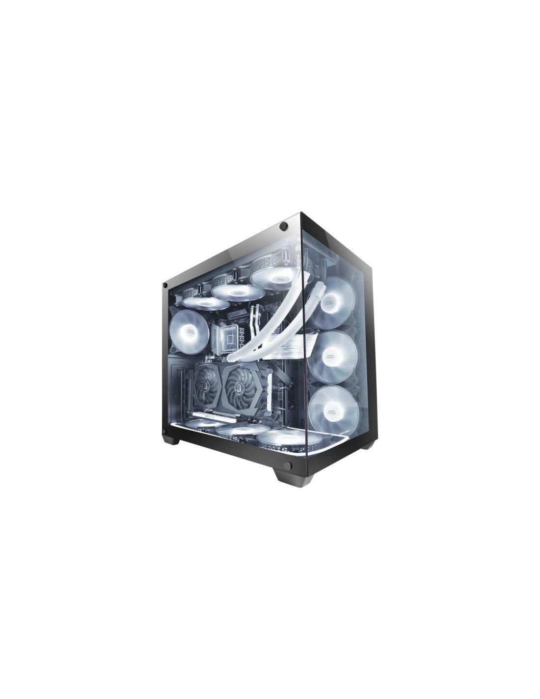 Mars Gaming MCV4 Negro Torre Gaming Custom XXL E-ATX Ventana Cristal Templado Lateral y Frontal Sin Marco Estructura Modular Dob