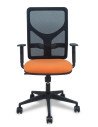 Silla Piqueras y Crespo  Motilla malla negra asiento bali naranja brazo regulable ruedas 65mm