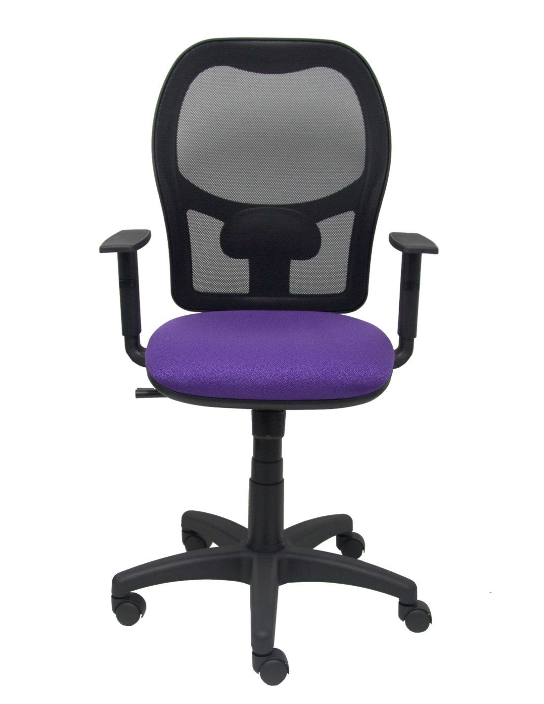 Silla Alocén malla negra asiento bali lila brazos regulables
