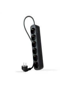 Nanocable Regleta de Enchufes con 6 Tomas, 1.4 m, Negro