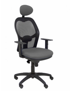 Piqueras y Crespo Silla Jorquera malla negra asiento bali gris oscuro con cabecero fijo 2