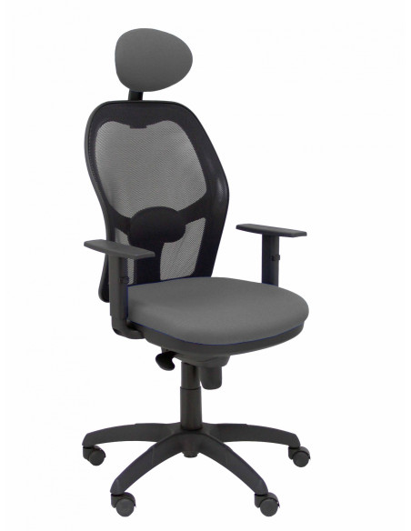 Piqueras y Crespo Silla Jorquera malla negra asiento bali gris oscuro con cabecero fijo