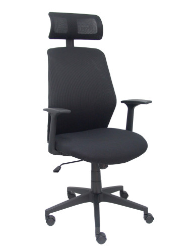 Piqueras y Crespo Silla Parolis respaldo malla negro con cabecero y asiento aran negro