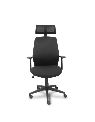 Piqueras y Crespo Silla Parolis respaldo malla negro con cabecero y asiento aran negro