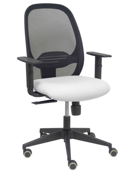 Piqueras y Crespo Silla Cilanco negra malla negra asiento bali blanco brazo regulable.