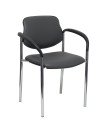 Piqueras y Crespo Silla fija Styl similpiel gris oscuro chasis cromo con brazos