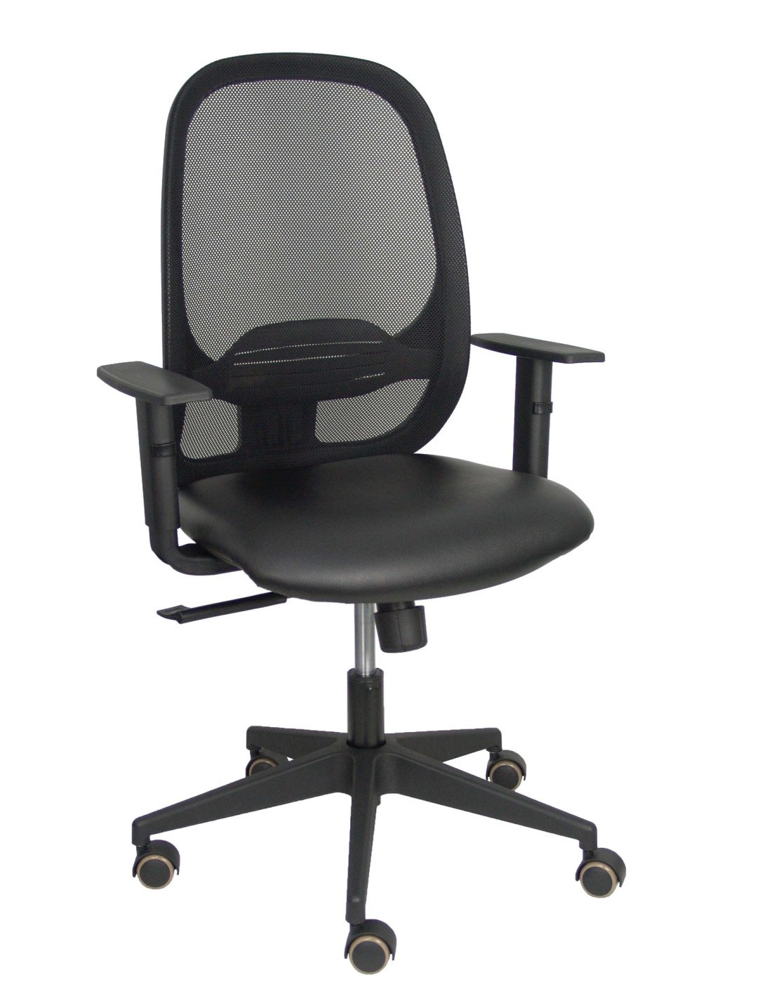 Piqueras y Crespo Silla Cilanco negra malla negra asiento similpiel negro brazo regulable.