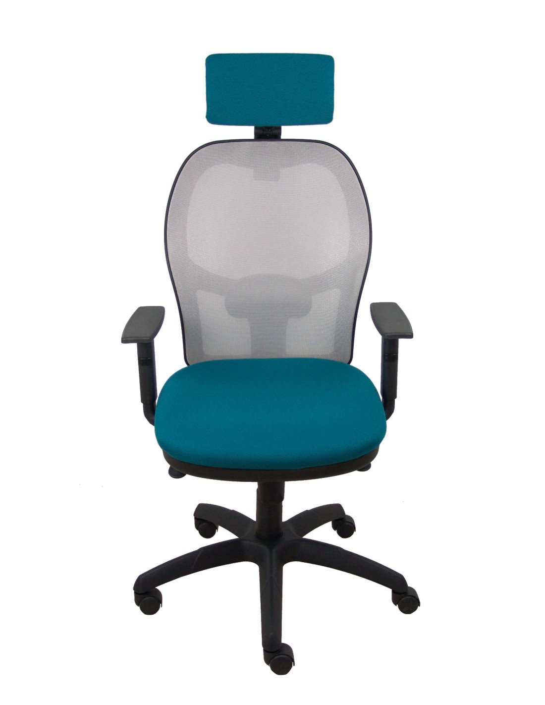 Piqueras y Crespo Silla Jorquera malla gris asiento bali verde petróleo cabecero regulable