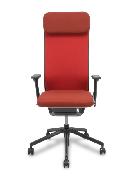 Piqueras y Crespo Silla YouTeam traslack Step rojo brazos 4D, base alum cabecero