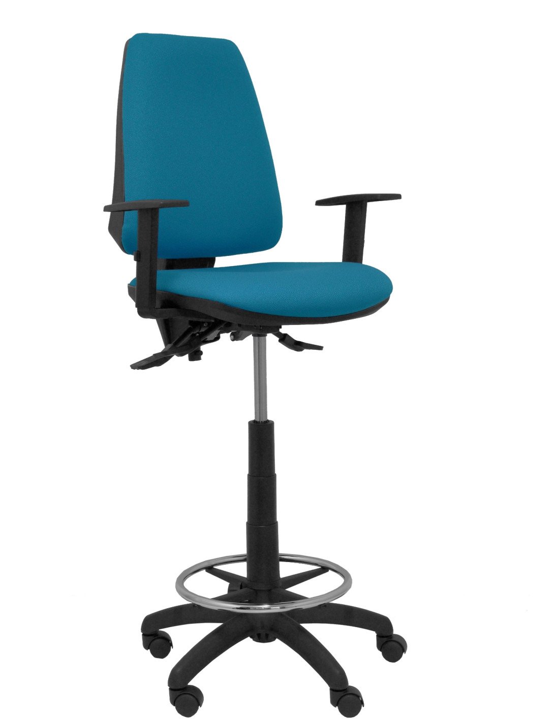 Piqueras y Crespo Taburete Elche S bali verde petróleo brazos regulables