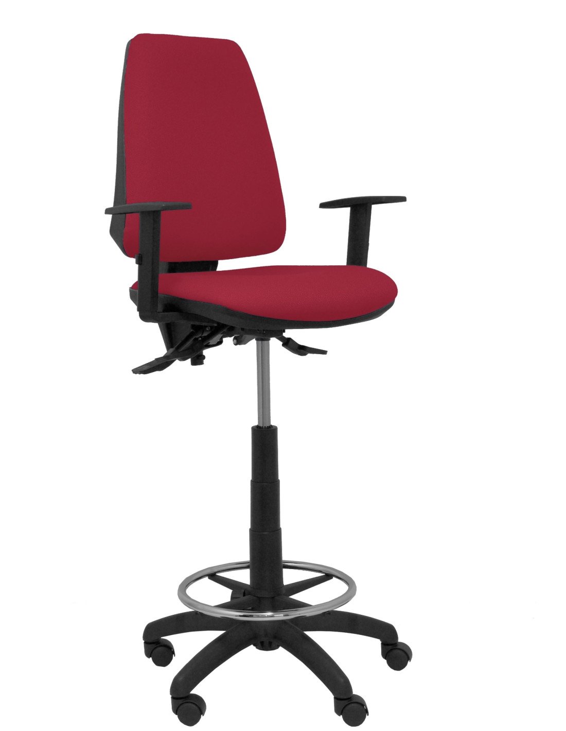 Piqueras y Crespo Taburete Elche S bali granate brazos regulables