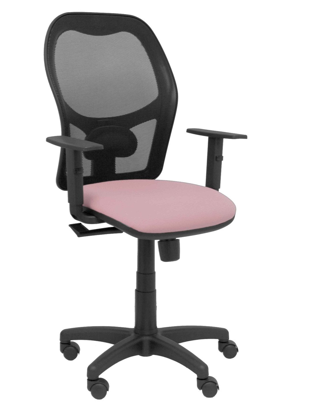 Piqueras y Crespo Silla Alocén malla negra asiento bali rosa brazos regulable