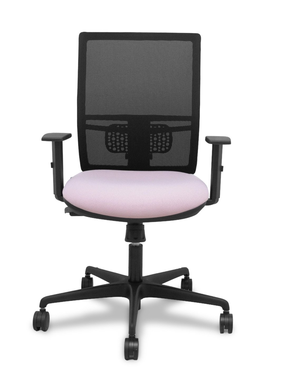 Piqueras y Crespo Silla Yunquera sincro malla negra bali rosa brazo regulable.