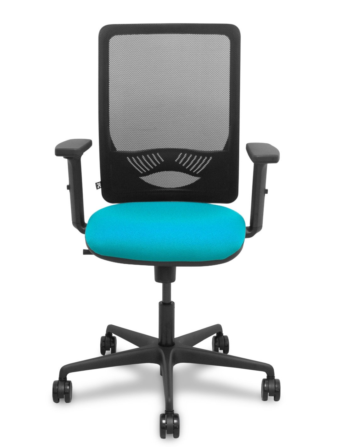 Piqueras y Crespo Silla Zulema sincro malla negra asiento bali turquesa brazos 2D ruedas 65mm