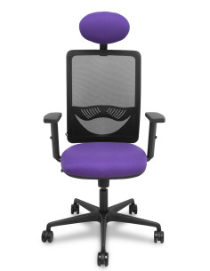 Piqueras y Crespo Silla Zulema sincro malla negra asiento bali lila brazos 2D ruedas 65mm cabecero 2