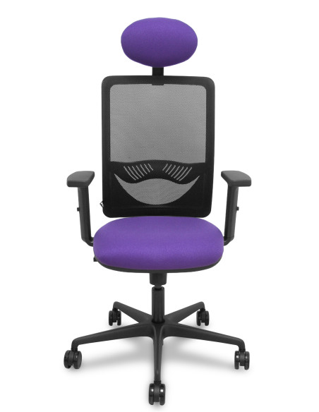 Piqueras y Crespo Silla Zulema sincro malla negra asiento bali lila brazos 2D ruedas 65mm cabecero