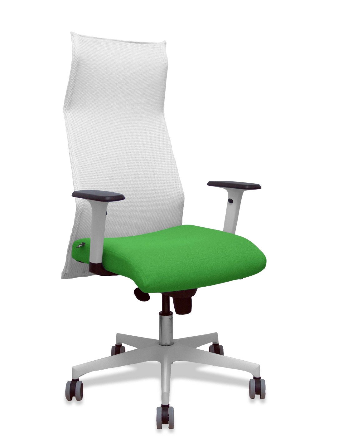 Piqueras y Crespo Sillón Sahuco blanco bali verde brazos blancos base blanca ruedas parqué 65mm