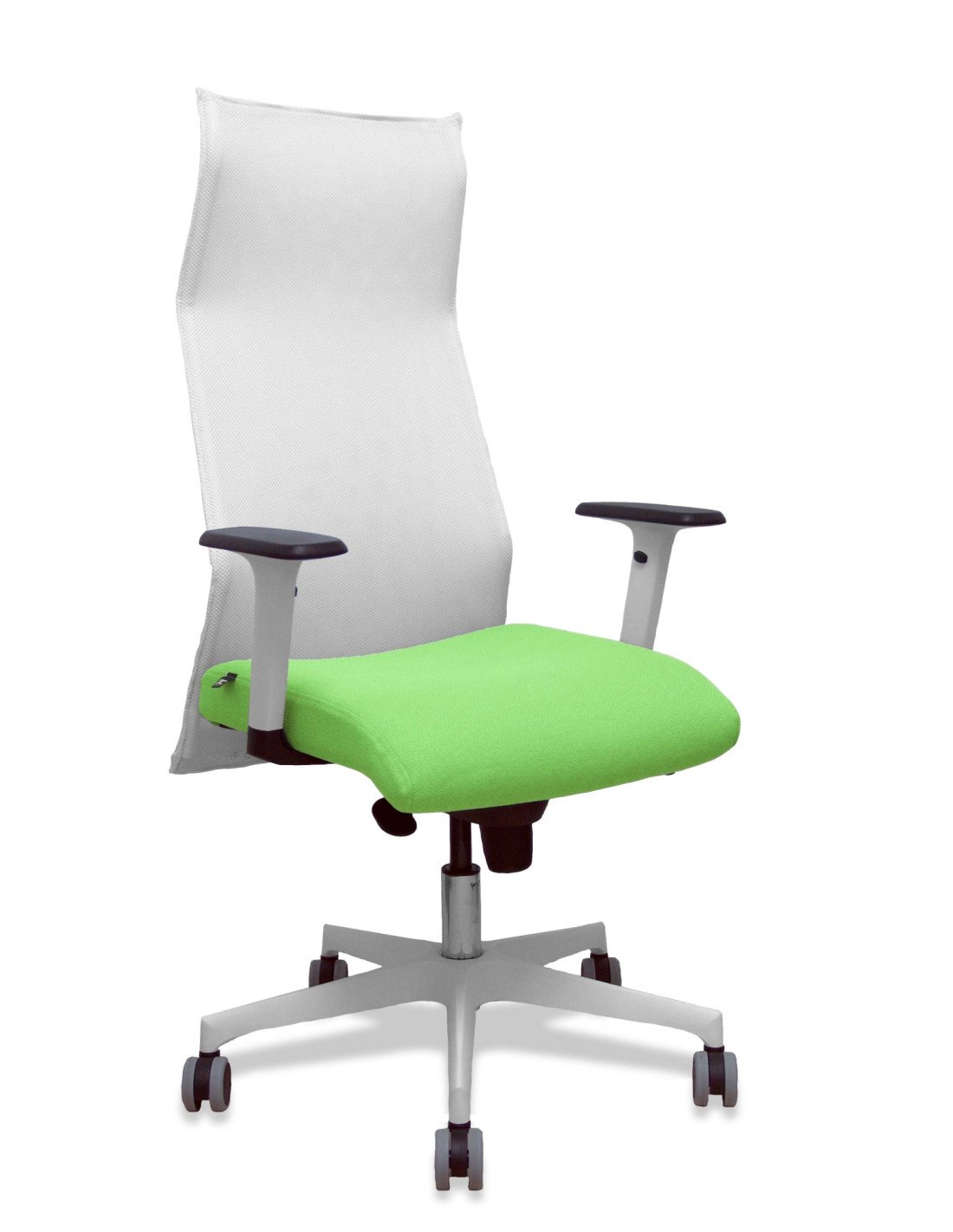 Piqueras y Crespo Sillón Sahuco blanco bali pistacho brazos blancos base blanca ruedas parqué 65mm