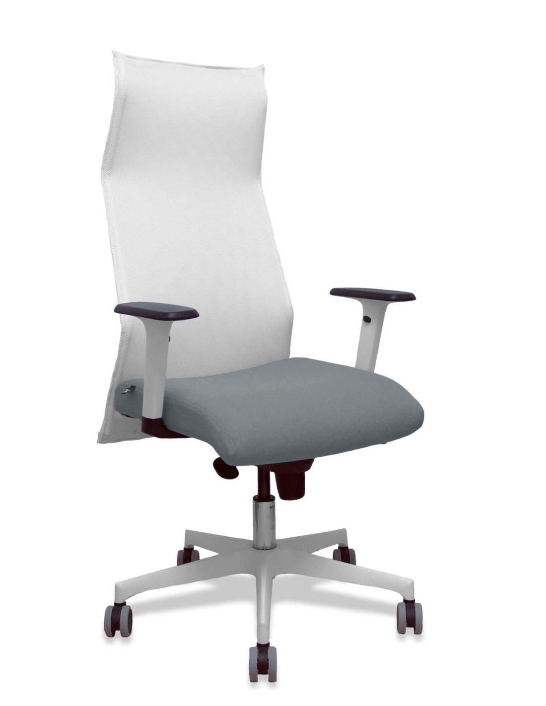 Piqueras y Crespo Sillón Sahuco blanco bali gris brazos blancos base blanca ruedas parqué 65mm