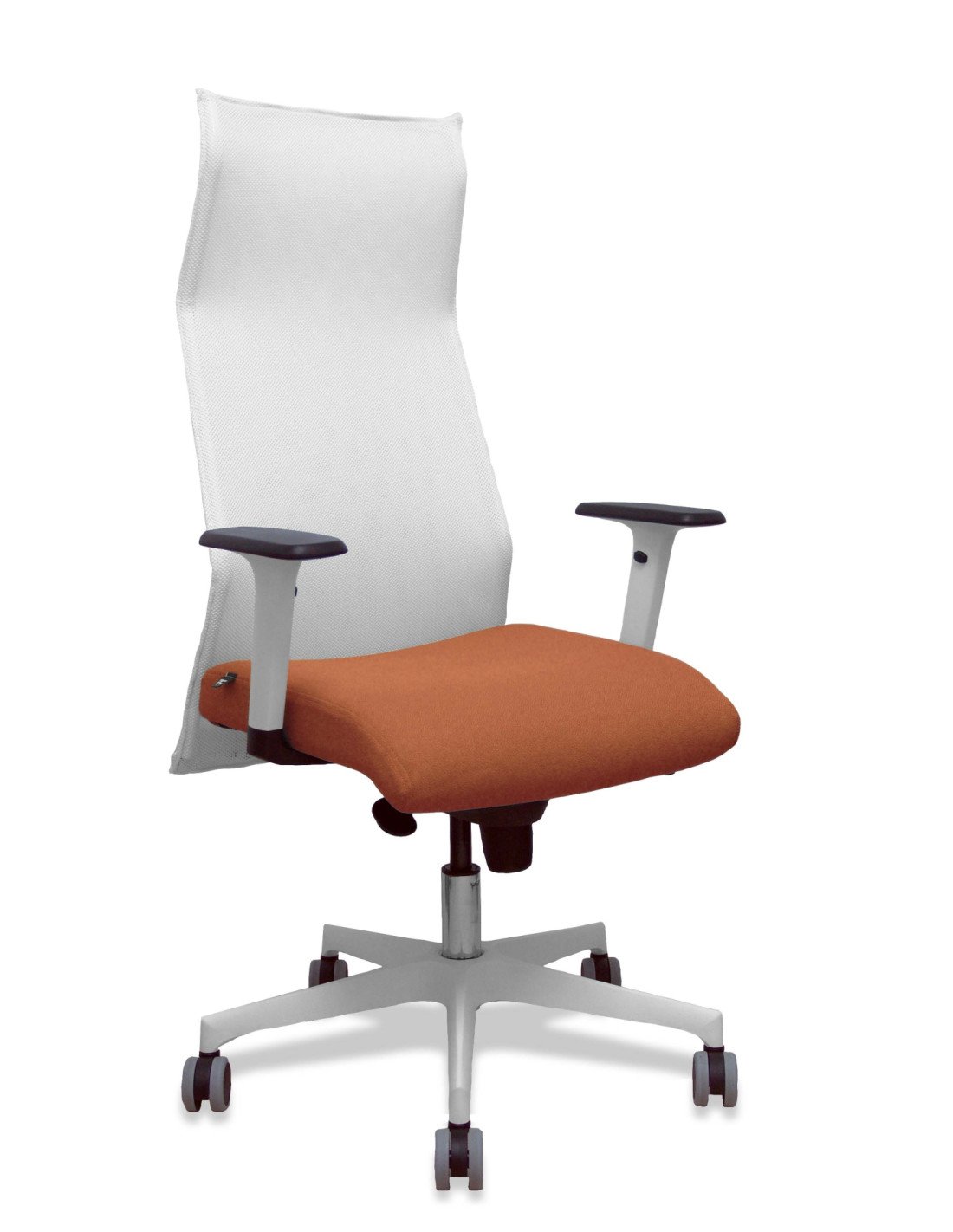 Piqueras y Crespo Sillón Sahuco blanco bali marron brazos blancos base blanca ruedas parque 65mm