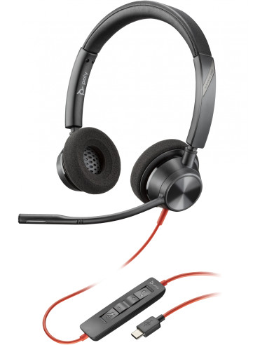 HP Poly Auriculares estéreo Poly Blackwire 3320 USB-C + Adaptador