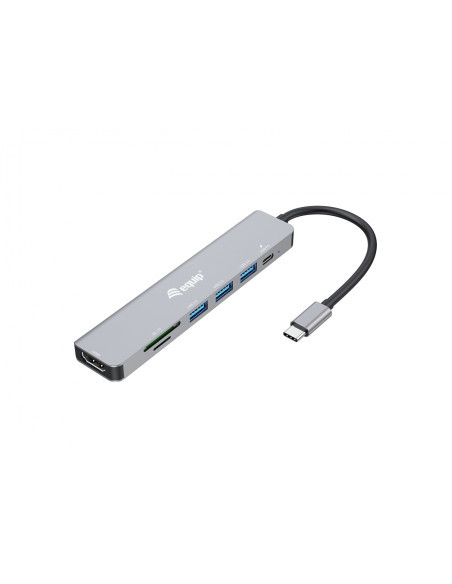 Equip 133494 Adaptador multifunción USB-C 7 en 1, HDMI 4K/60Hz, USB