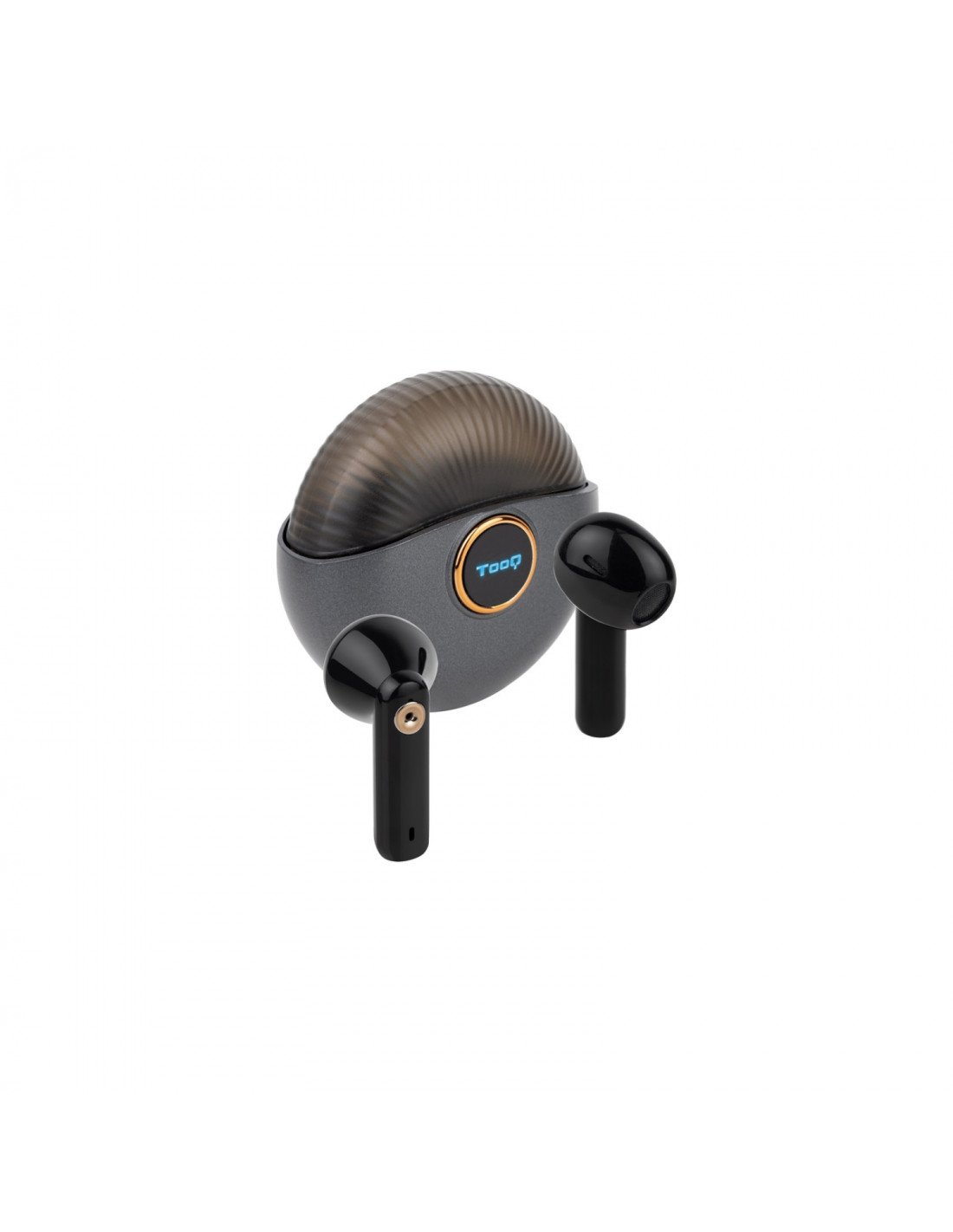TooQ Snail Auriculares Inalámbricos + Micrófono Bluetooth con Estuche de Carga, Gris/Negros